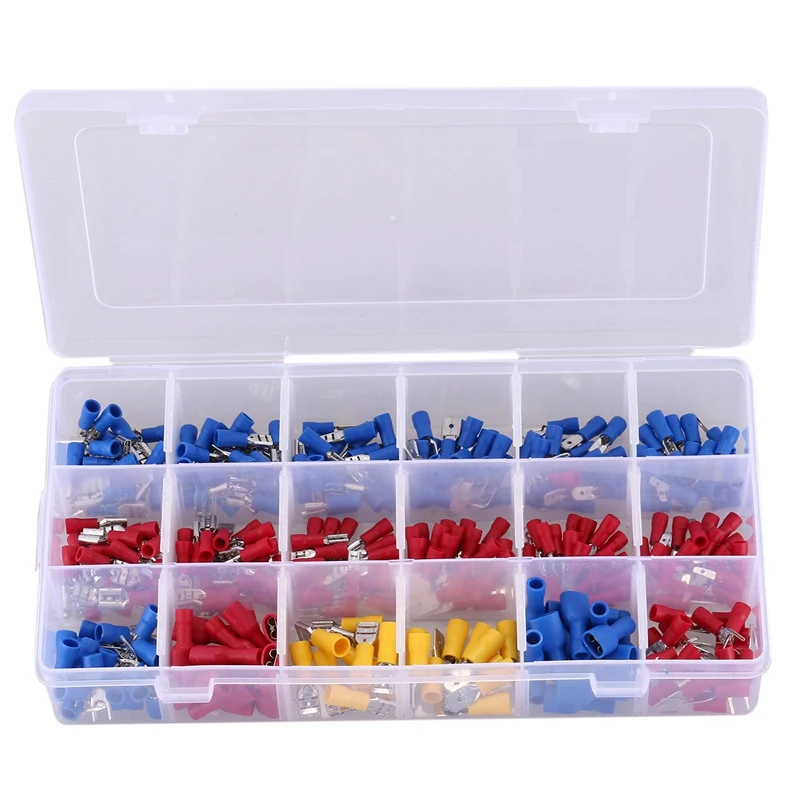 

330Pcs Crimp Spade Terminal 22-10 Awg Insulated Female & Male Connector Kit