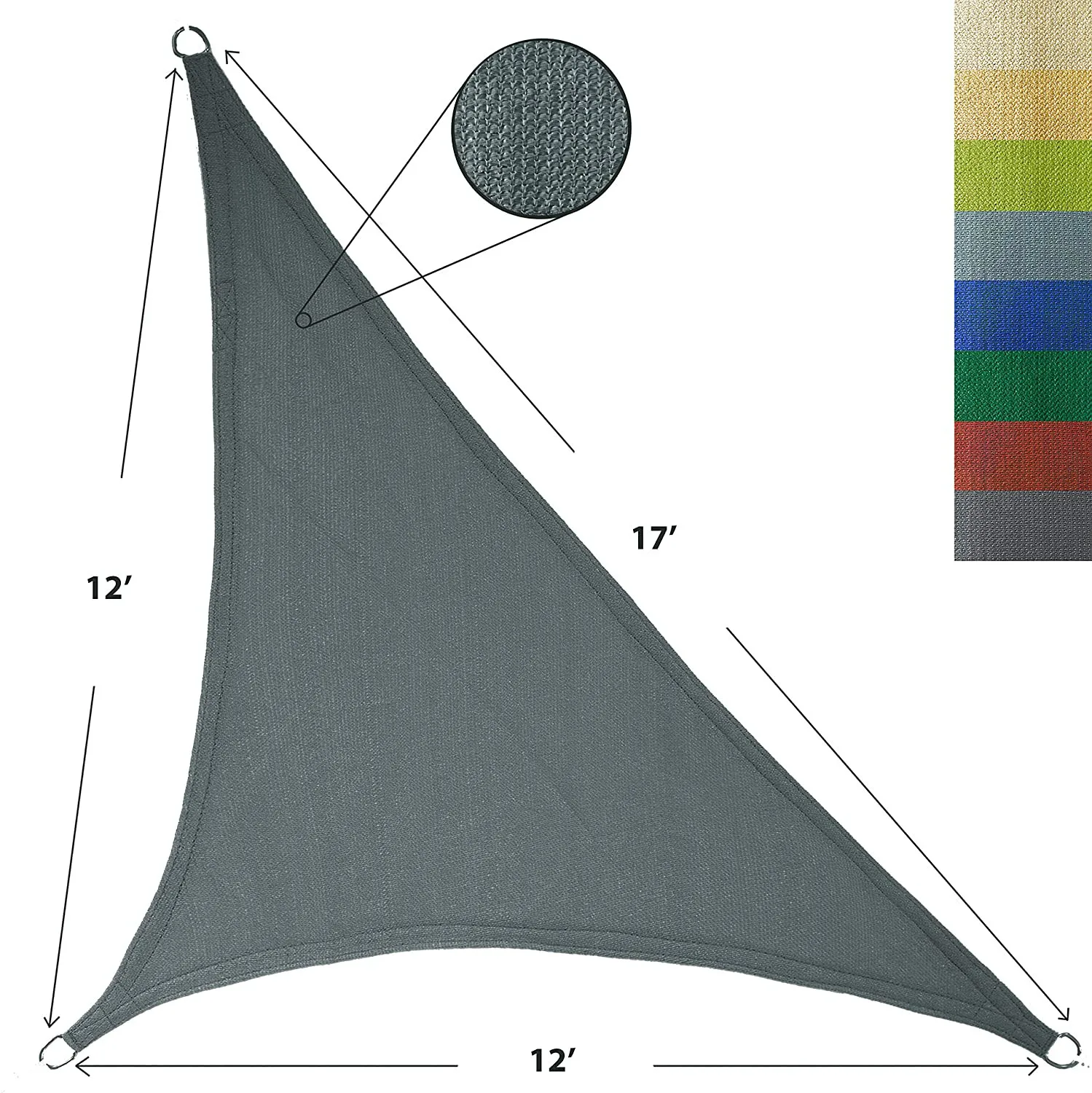 

TECHTIMES Outdoor Sun Shade Sail Rectangle 12' X 12' X 17' UV Block Canopy for Patio Backyard Lawn Garden Outdoor Activities