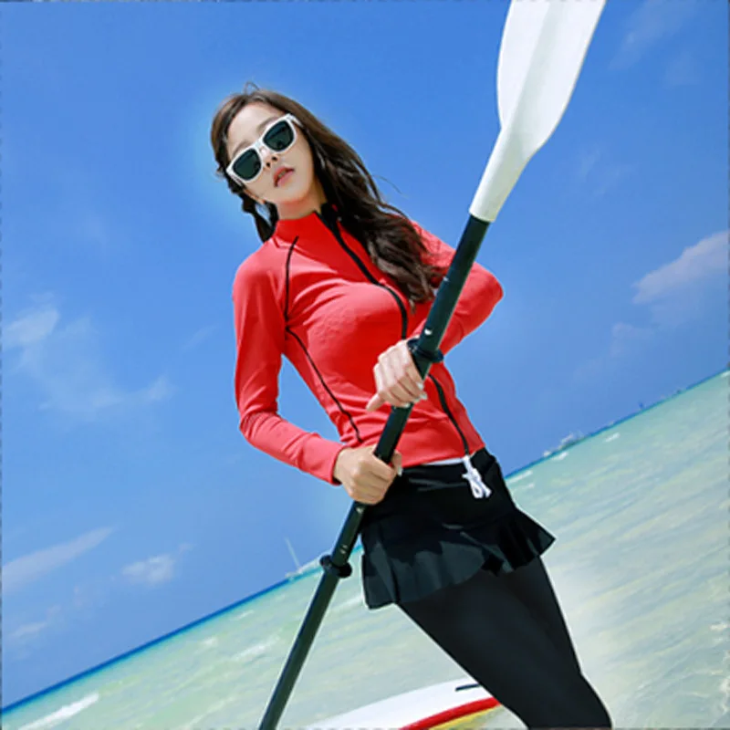 

New Style Diving Suit Long-sleeve Zipper Split Type Couples Women's Four-piece Set Skirt Sun-resistant Swimming Suit