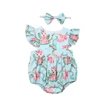 

Pudcoco 2020 2Pcs Cute Infant Baby Girl Floral Bodysuit Ruffle Jumpsuit Outfits Headband Set Newborn Bodysuit Clothing Sunsuit