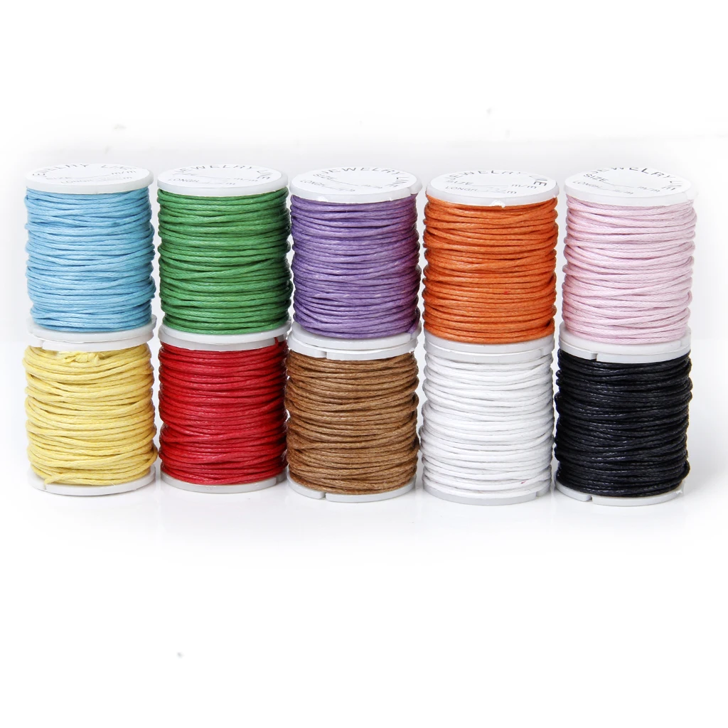 10 Rolls Mix-Colors Waxed Cotton String Beading Thread 1mm for Jewelry Craft DIY