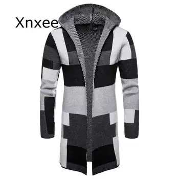 

Men striped Cardigan Coat Sweaters Hooded Cloak Long Windbreaker Cloak Coat Knitted Sweater Big Size 5XL Cardigans Outerwear