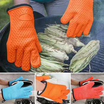 

1pcs Silicone Heat Resistant Gloves Cooking Baking Oven Bbq Cooking Holder Pot Mitt Non-slip Kitchen Tool Y9F7