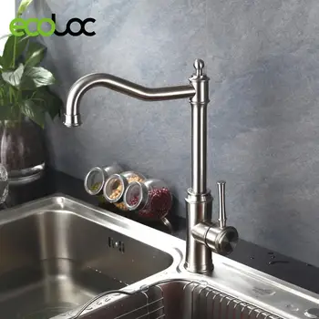 

European Style Kitchen Faucet Hot and Cold Silver Single Handle Kitchen Tap Single Hole Handle Swivel 360 Degree Water Mixer Tap
