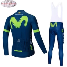 Movistar Зимняя Теплая Флисовая футболка с длинными рукавами для велоспорта, Мужская одежда, одежда для велоспорта, одежда для велоспорта