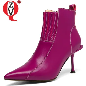 

ZVQ winter new fashion sexy ankle boots outside high quality genuine leather pointed toe women shoes drop shipping size 33-40