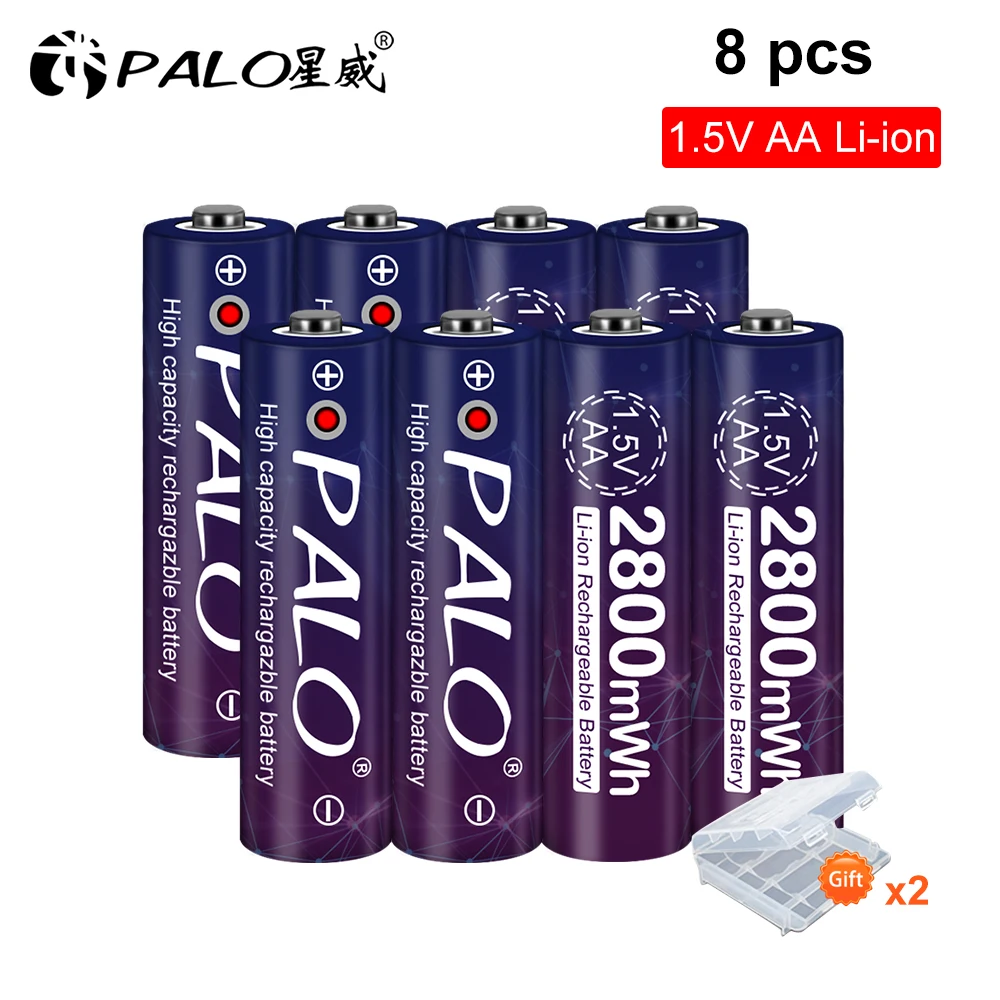 PALO 1 5 V AA Перезаряжаемые Li Ion Батарея 2800mWh постоянного Напряжение литиевая с