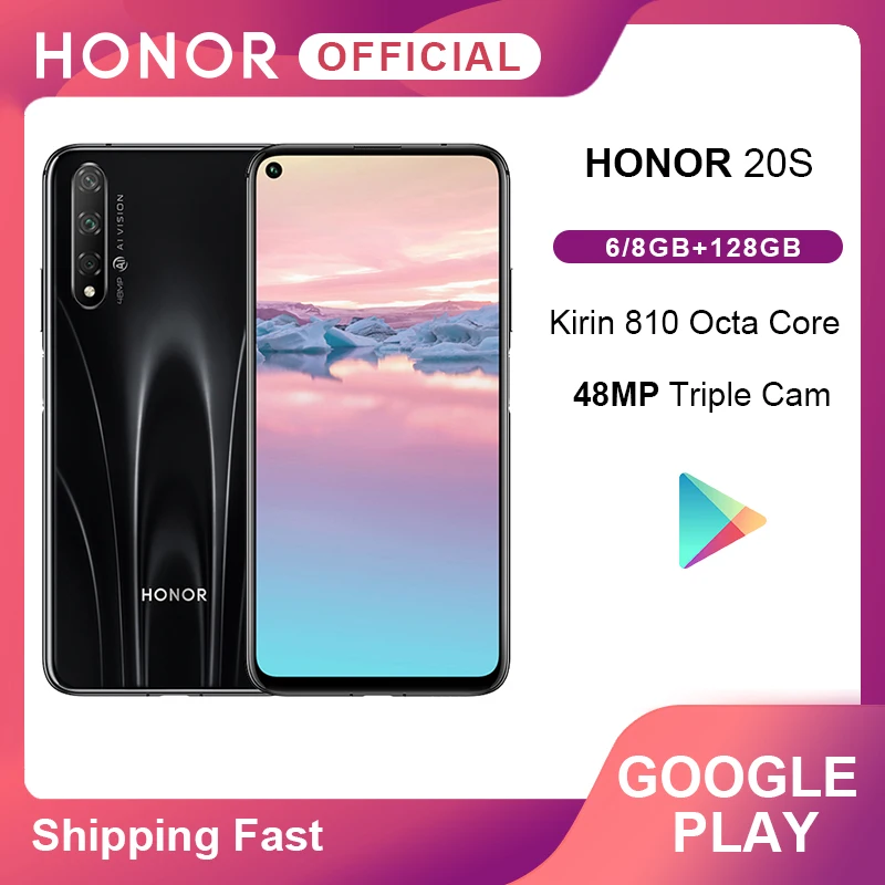 Оригинал Honor 20 S Kirin 810 восьмиядерный смартфон 48MP задняя 32MP фронтальная камера 6 26