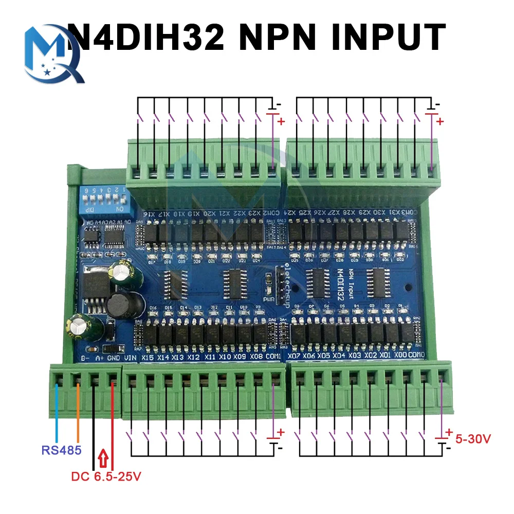 32ch PNP NPN изолированный цифровой вход RS485 Modbus Rtu контроллер DC 12В 24В ПЛК коммутатор