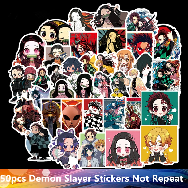 50 шт. Demon Slayer: Kimetsu no Yaiba аниме наклейка мультяшная багажная наклейка s граффити наклейка s чемодан гитара для детей игрушки
