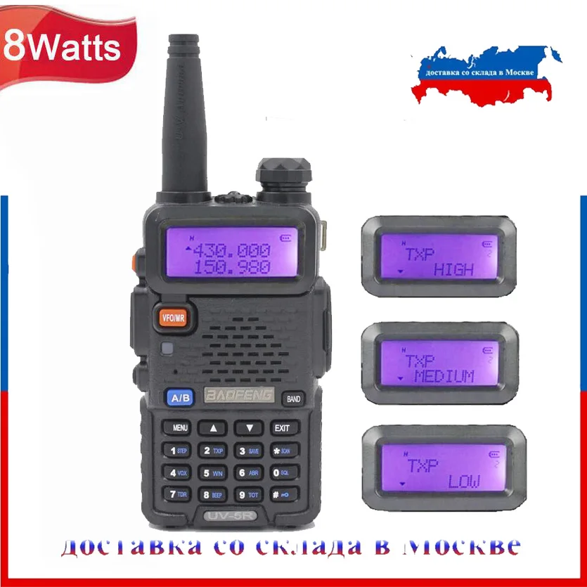 BaoFeng-walkie-talkie de doble banda, Radio bidireccional, VHF, UHF, 136-174MHz, 400-520MHz, 8W, estación de Radio Ham, comunicador, UV-5R