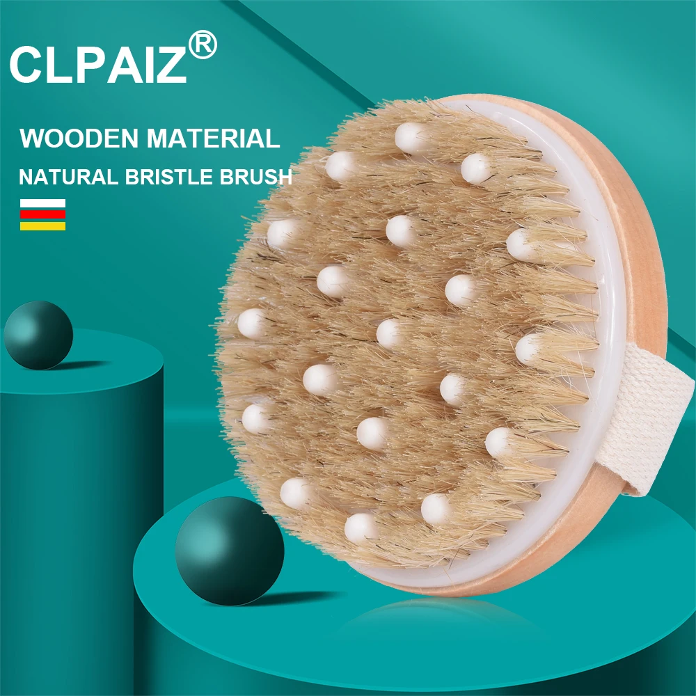 Natural Wooden Exfoliating Dry Brush Round Body Bath Brush With Massage