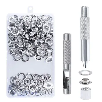 

N Eyelets Eyelet Pliers Set Eyelet Tool Tarpaulin Eyelets Grommet Tool Kit With Box Punch for Jeans Trousers Woolen Coat TE889