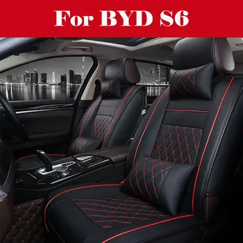 

Car Seat Cover 5-Sits PU Leather Front Rear Set Universal Auto Accessories Four Seasons Car Seat Cover Cushion For BYD S6