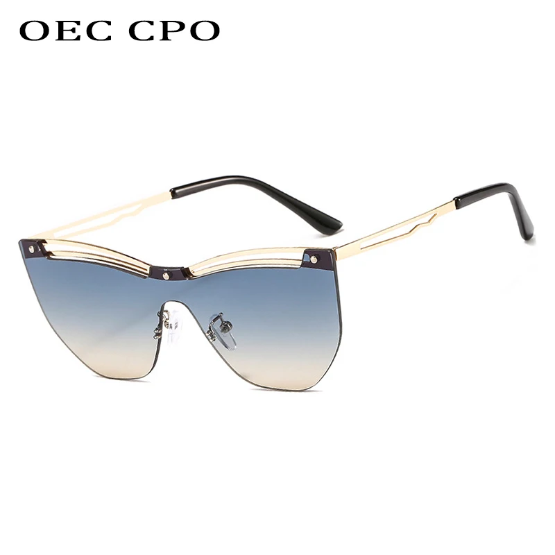 OEC CPO, модные, без оправы, кошачий глаз, солнцезащитные очки, женские, металлические, градиентные, солнцезащитные очки, Роскошные, с защитой от ультрафиолета, очки для улицы, мужские очки O450