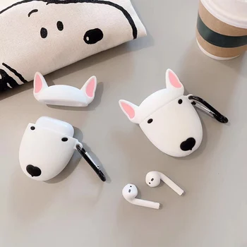 

Soft Silicone Bull Terrier Dog Shape Bluetooth Wireless Earphone Protective Cover For Air Pods For Apple Earphone Charging Box
