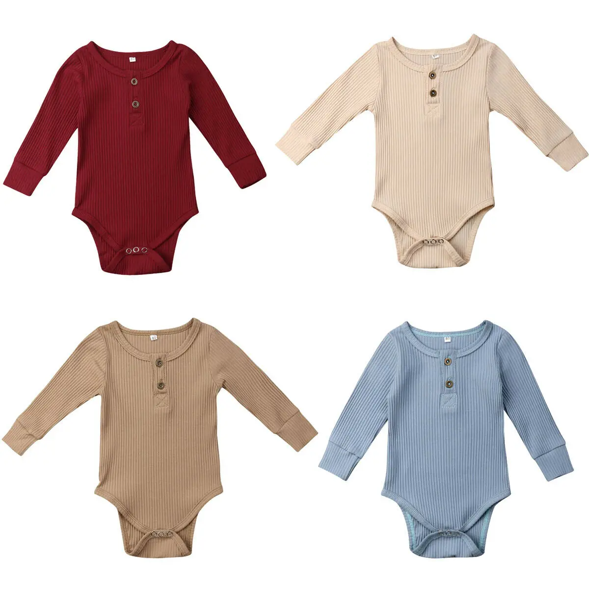 

Newborn Baby Boy Girl Clothes Solid Long Sleeve Ribbed Bodysuit Jumpsuit Baby Spring Autumn Clothes Playsuit One-Pieces