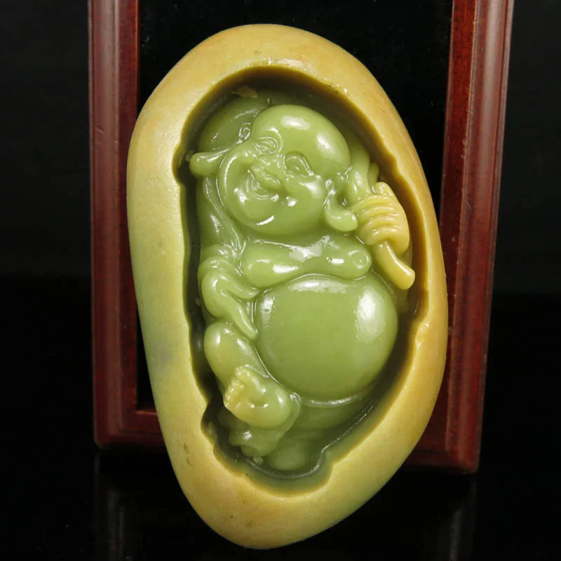

Natural handmade Green Jade Pendant Necklace Glowing jade Hand Carving Gemstone Green Jade Guanyin Buddha Pendant for men women