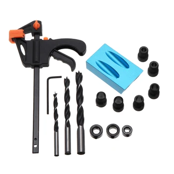 

Wood Jointing Pocket Hole Jig Angle Drill Guide Drilling Templates Wood Jointing Hole Puncher Drill Jig Positioner+F Clip Tools