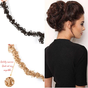 

DIANQI Curly chignon heat resistant synthetic hair elastic chiffon hair extensions tied around a wig