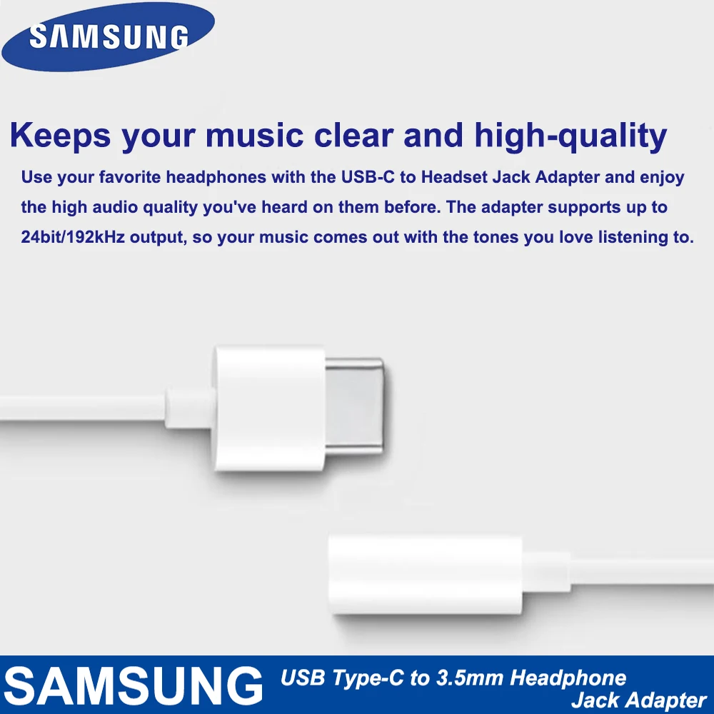 100% Samsung USB Type-C Male To 3.5mm Earphone AUX Audio Cable USB C to 3.5 Adapter Converter For GALAXY A8+ 2018 Note10 Pro cell phone plug adapter