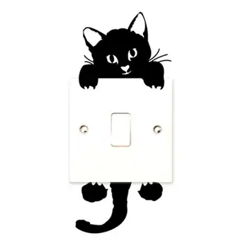 

Wall Stickers Cute Black Cat Shape Baby Nursery Room Living Room PVC Durable Removable Waterproof Light Switch Decor Art Decals