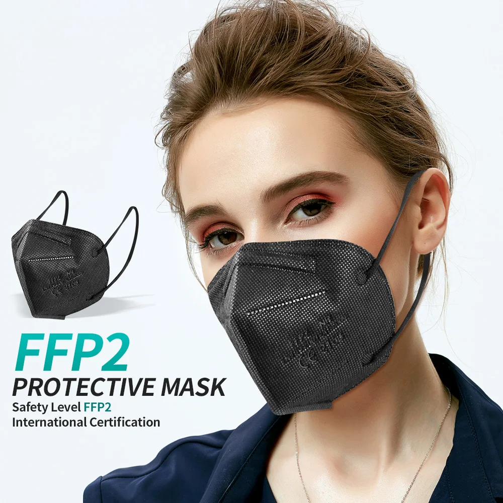 Black KN95 FFP2 Respirator Face Masks for Adults