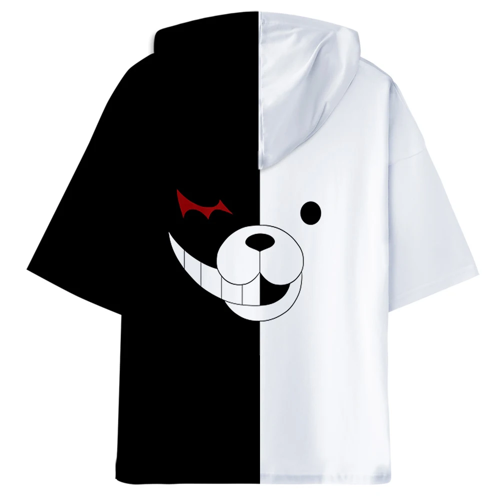 Японские костюмы для косплея Danganronpa Monokuma футболка с коротким рукавом Толстовка для мужчин и женщин триггер счастливый хаос карманный черный белый медведь