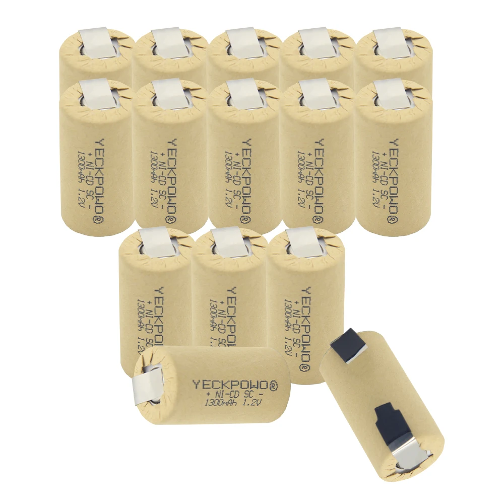 2022 new cell 15 pcs 1300mAh NICD sub C battery 1.2V SC batteries rechargeable real capacity as declared welding tabs for bosch |