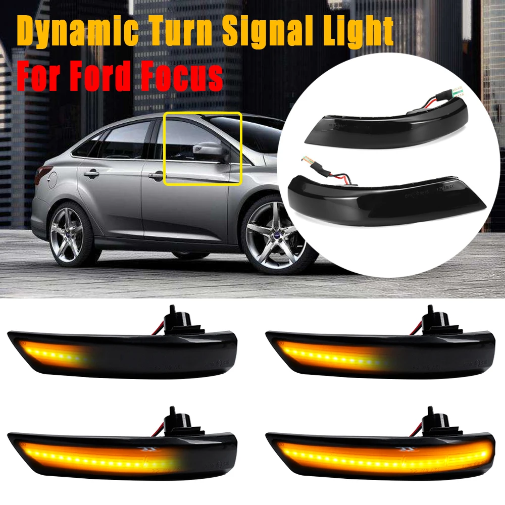 

2 pcs LED Dynamic Turn Signal Light Side Wing Rearview Mirror Indicator Blinker Light Bulb For Ford Focus 2 3 Mk2 Mk3 Mondeo Mk4