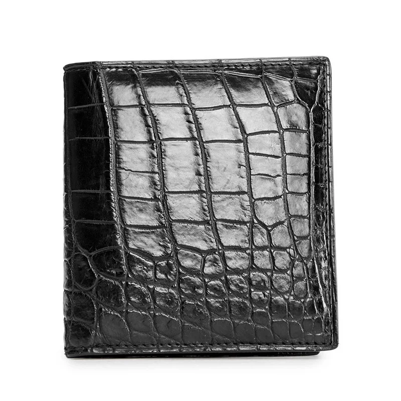 Authentic Exotic Alligator Leather Men's Short Card Holders Wallet Genuine Crocodile Belly Skin Male Small Bifold Clutch Purse 3