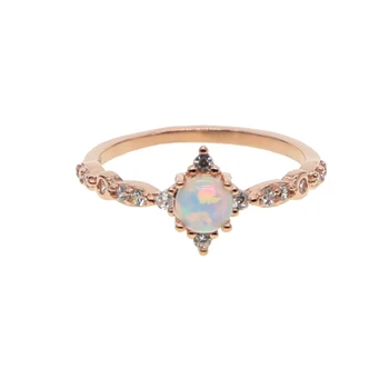 

Women's REAL 925 Sterling Silver delicate thin jewelry RAINBOW Colorful Opal Stone Handmade Ring rose gold thin cz wedding ring