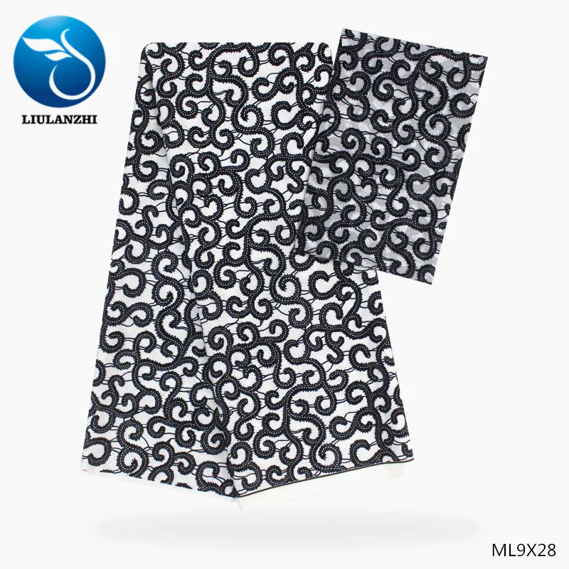 LIULANZHI шифоновая ткань Модный черный/белый узор принты нигерийский шифон ткань с uadel ткань 4+ 2 ярдов ML9X18-ML9X82