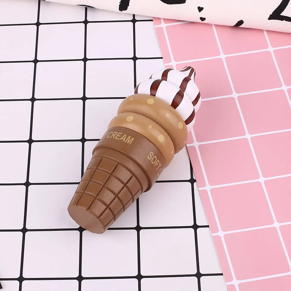 chocolate flavor Деревянный магнит Моделирование Еда рожок мороженого модель Кухня игрушка дошкольного подарки - Цвет: chocolate flavor