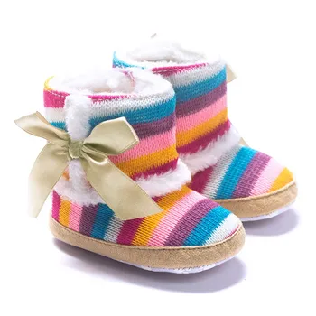 

Warm Newborn Toddler Boots Winter First Walkers Baby Girl Rainbow Soft Sole Snow Boots Soft Crib Shoes Toddler Boots #1031