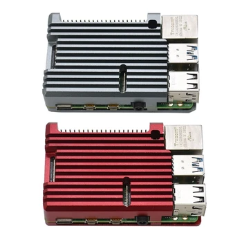 

2Pcs Aluminum Alloy Protective Case Cnc Enclosure Metal Shell Fit for Raspberry Pi 4 - Red & Gray