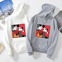 2020 Autumn spring shirt women Checkerboard patchwork Warm shirts cartoon Mickey Sweatshirts Couple Hoodies Children Clothing