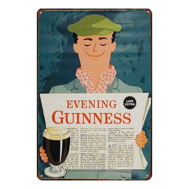Винтажная тарелка Guinness металлическая жестяная вывеска настенная панель для дома художественная кухонная кофейная декоративная металлическая роспись жестяная вывеска настенная декоративная доска
