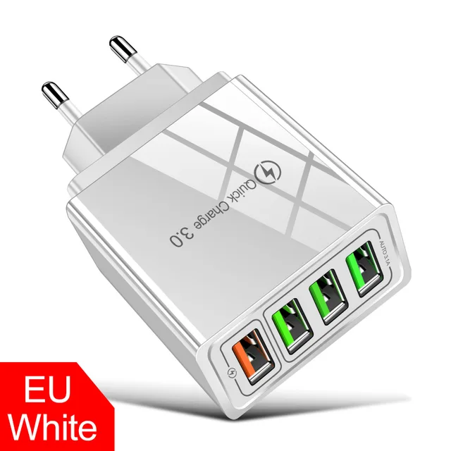 USB Charger Quick Charge 3.0 For Iphone 12 Pro Max 13 12 Mini Samsung S21 Xiaomi Charger Adapter For Smartphones Fast Charging EU White