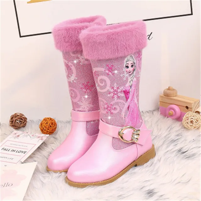 Elsa Prinses Kinderen Hoge Laarzen Meisjes Winter Warm Pluche Snowboots  Disney Frozen Print Kinderen Over De Knie Laarzen 3 #20/03D50|Boots| -  AliExpress