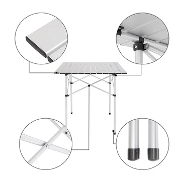 

Square Camping Table Foldable Durable Picnic Table with Aluminum Frame XHC88