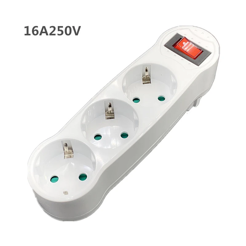 EU Plug 16A Type Conversion Plug 1 TO 3 Way EU Standard Power Adapter Socket EU Plug 16A Type Conversion Plug 1 TO 3 Way EU Standard Power Adapter Socket