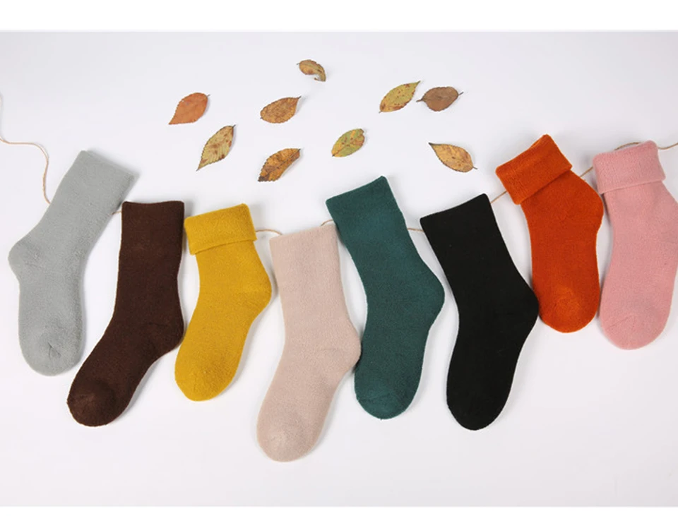 Fashion Hot Double-Layer Casual Home Sock Autumn And Winter Warm Solid Color Terry Thick Towel Floor Men And Women Socks Gift (5)