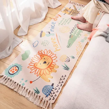 

Cartoon Animal Knitted Bedside Rug Cute Cat Soft Kitchen Floor Mat Home Decorative Balcony Doormat Kids Room Living Room Carpet