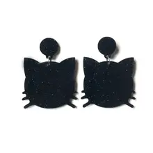 Черная кошка серьги-гвоздики для женщин акриловая Мода хип-хоп ночной клуб украшения