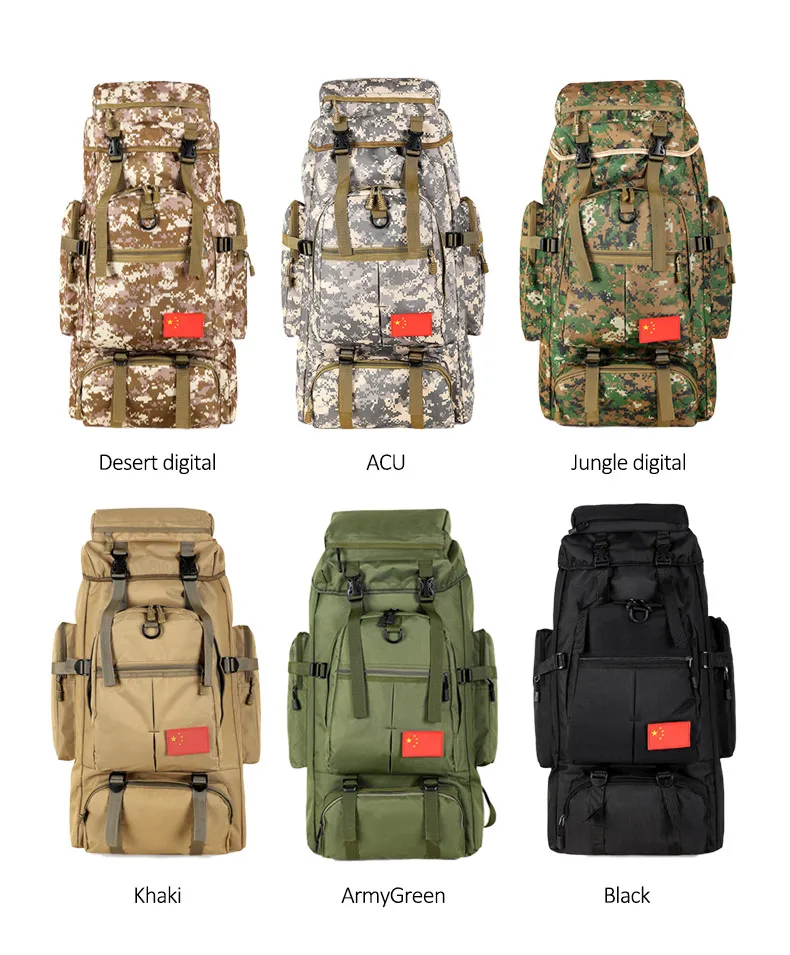 Men's 75L Sports Military Backpack Outdoor Waterproof Tourist Tactical Hiking Bag Camouflage Large Capacity Army Travel Rucksack