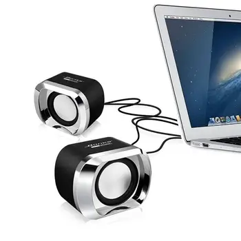 

USB 2.0 Notebook Speakers Wired Stereo Mini Computer Speaker for Desktop Laptop Notebook PC MP3 MP4 3.5mm AUX IN black