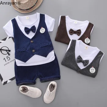 

Summer Children Boys Cotton Clothes Kids Gentleman Smiley T-Shirt Shorts 2pcs/Sets Toddler Fashion Clothing Infant Tracksuits