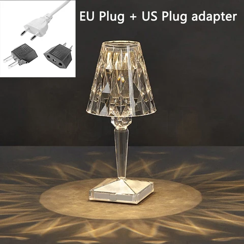 Kartell Desk Lamp Crystal Table Night Light Transparent Prism Diamond Desk Lamps Home Bedroom Decoration EU+US Pulg
