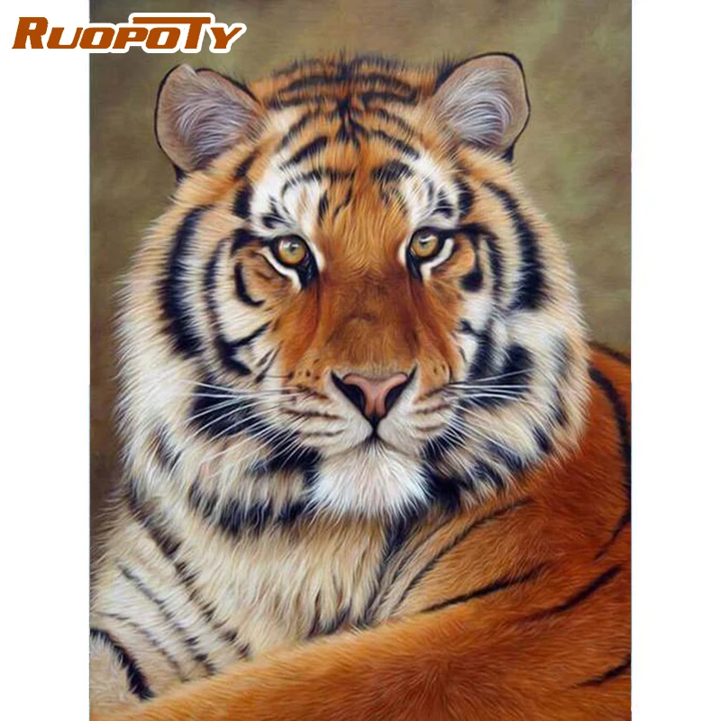 RUOPOTY Cuadro de Tigres para pintar por números, lienzo acrílico, arte de  dibujo pintado a mano|Pintura por números| - AliExpress